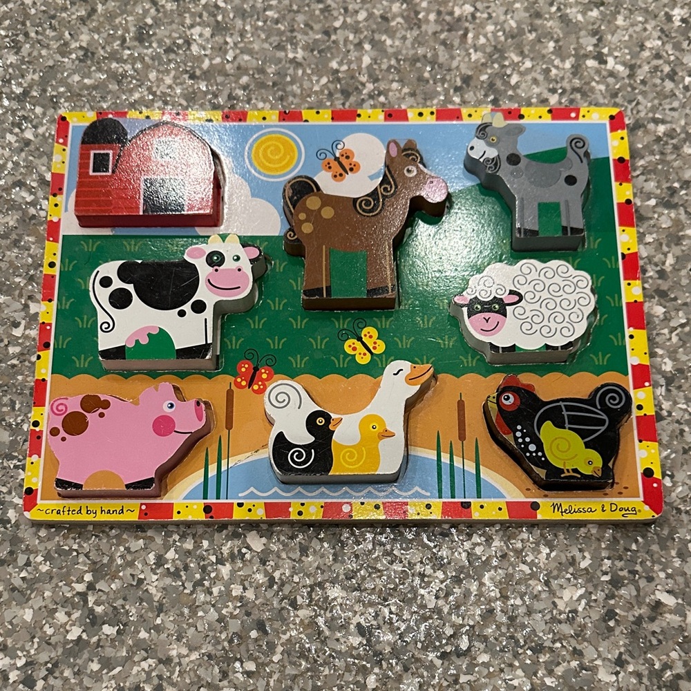 Melissa & Doug Barnyard Animal Puzzle - Red, Brown, Black
